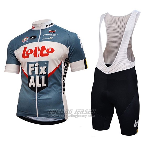 2018 Cycling Jersey Lotto Fix All White Blue Short Sleeve and Overalls